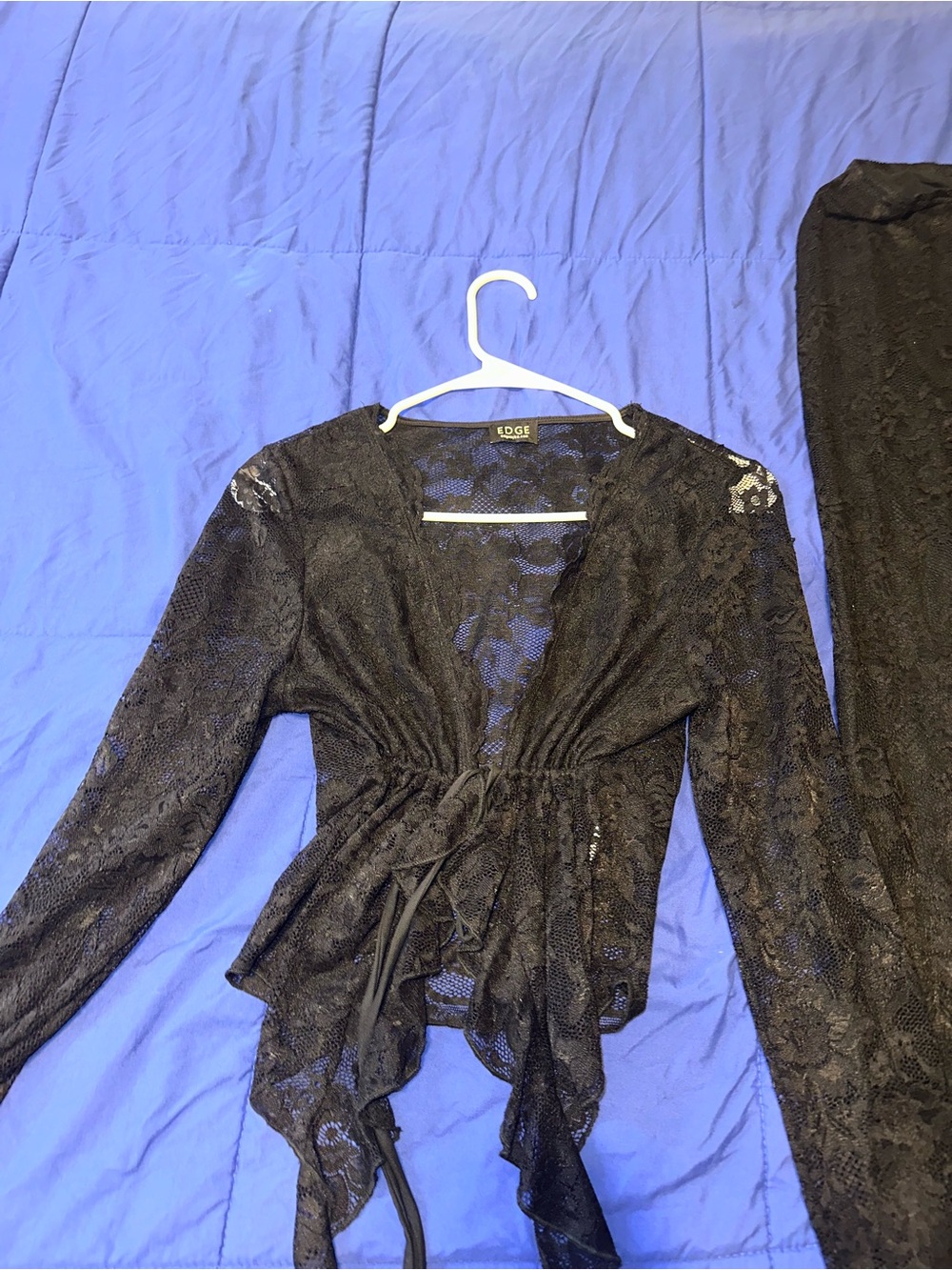 Lace Wrap Top - Black floral pants (set)